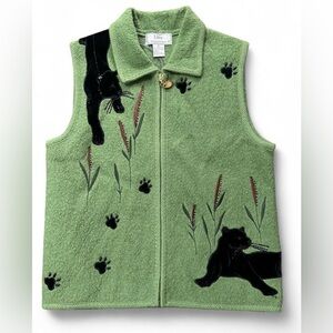 vintage Lisa International green zip-up vest